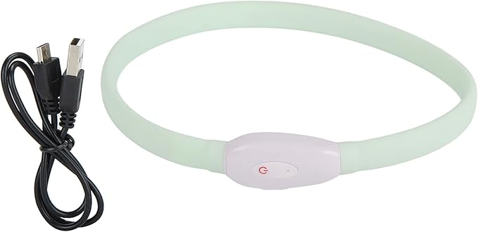 Multifunction LED Marquee Pet Collar, Adjustable Safety Rechargeable via USB, Anti Lost Design for Cats and Small Dogs, White Silicone Material, Comfortable and Visible at Night