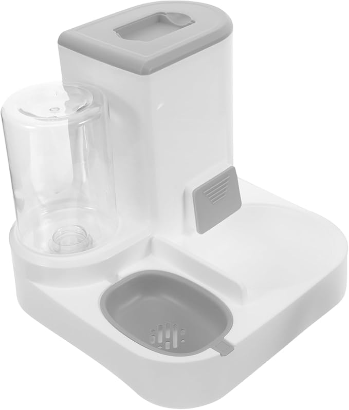 HANABASS Pet Automatic Feeder and Water Dispenser Capacity Dual Function Pet Food and Water Bowl for Cats and Dogs Easy Transparent Design Automatic Feeding Dry and Wet Separation Grey