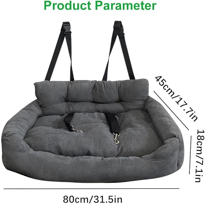 Dog Car Seat, Adjustable Safety Leash Premium Cloth Pet Seat with Comfortable Cotton Fill, for Small Medium Large Dogs Cats Cars SUVs Trucks Home Use (Double)