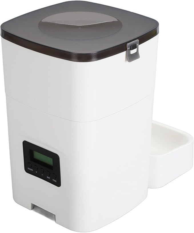 Timed Pet Feeder, Timing Function, Large Capacity, Smoother Food Delivery, Automatic Pet Feeder for Home (White)