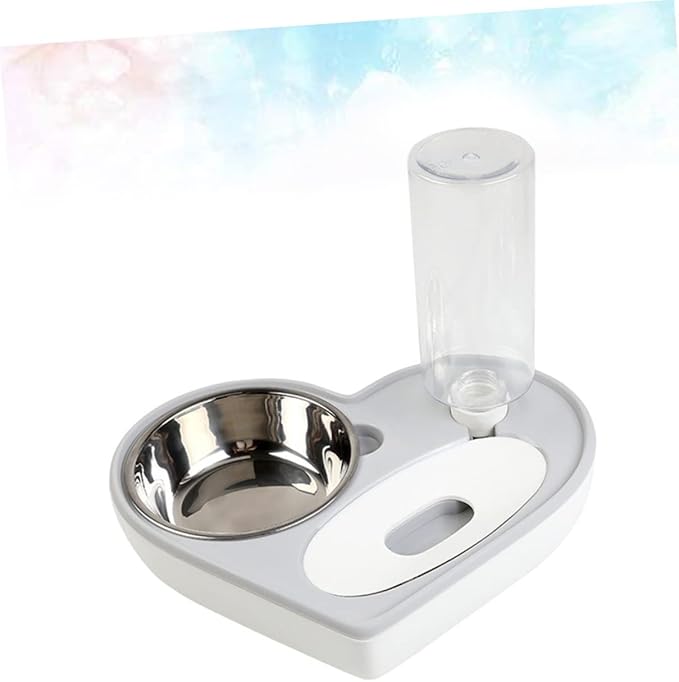 Dog Water Bowl Dispenser Automatic Pet Water Feeder Heart Shape Drinking Bowl Cat Dog Pet Supplies Grey