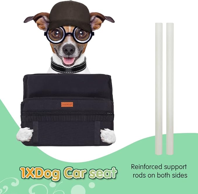 SWIHELP Dog Car Seat Puppy Portable Pet Booster Car Seat with Clip-On Safety Leash and PVC Support Pipe, Anti-Collapse,Perfect for Small Pets