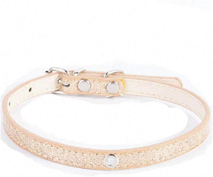 Lakke Bling Sequin Puppy Dog Collar Cat Necklaces Supplies Solid Nylon Durable Walking Running Necklaces Gold S