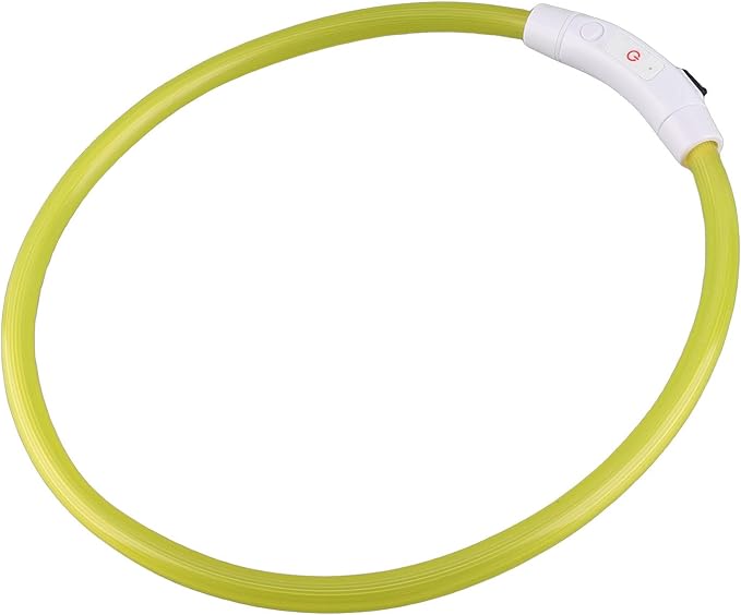ZJchao LED Dog Collar Rechargeable Glowing Light Up Collar for Night Walks Durable Soft Silicone Necklace for Small Medium Large Dogs Yellow