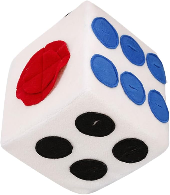 KESYOO Dog Plush Dice for Dogs Creative Funny Sniffing Training Plush Elastic Soft Material for Interactive Enrichment Play Easy to Clean White Pet