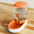 3rd Generation Automatic Pet Feeder and Water Dispenser, 3.8L Large Capacity, Orange and White, No-Jamming Design for Cats and Dogs (Upgraded Orange Drinker, 4L)