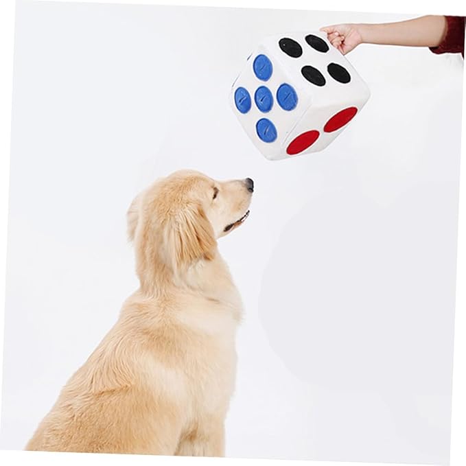 Dog Plush Dice Squeaky Interactive Plush for Dogs White Soft Sniffing Training for Pet Play and Chewing