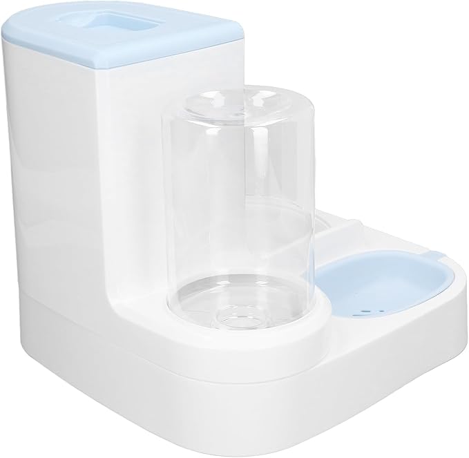 Pet Feeder and Water Dispenser, 2 in 1 Gravity Automatic Water Dispenser and Food with Large Capacity for Dogs Cats Pets (Blue)