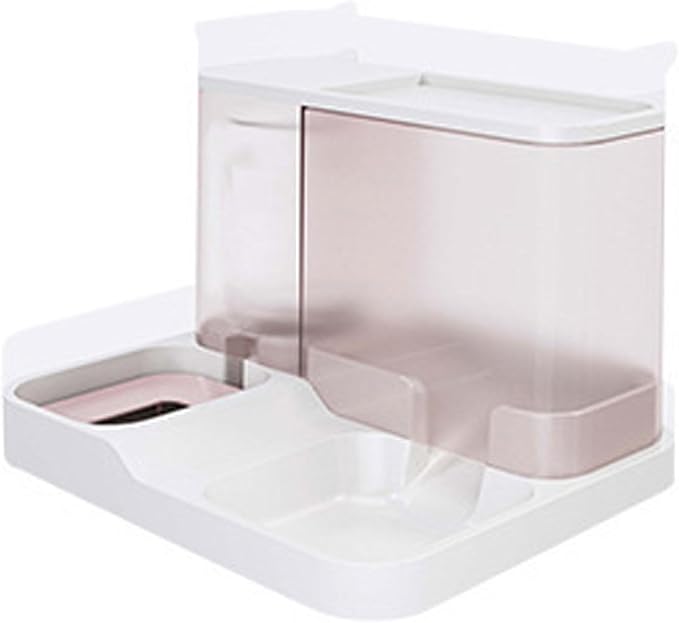 Pet Feeder Pet Automatic Feeder Fully Enclosed Drinking Water and Feeding Integrated Machine Three Colors Optional Compatible with Cats and Dogs Pets Supplies(Pink)