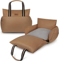 Car Seat | Waterproof Dog Booster for Car | Easy-to-Carry Dog Bed Up to 30 Lbs with Handles & Storage (Mocha)