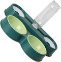 Dogs Bowl Automatic Cats Food Bowl 4 in 1 Pet Food Feeders with Automatic Water Bottle Bowl Double Bowl Pet Food and Water Dispenser Set, dark green