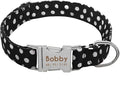 Personalized Dog Collar Nylon Print Dog Collars Customized Puppy Pet Collar Engraved Name ID for Small Medium Large Big Dogs Pug 008 Black L