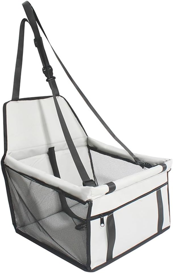 Pet Car Seat for Skoda Fabia/Fabia Combi/Fabia Scout PJ NJ 5J 3T4 3T5 6Y 6Y2 6Y5 2000-2025 Dog Car Seat with Leash Portable Dog Bed for Car Washable Foldable Car Pet Bag,Light Grey