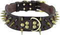 Spiked Studded Leather Dog Collars Wide Sharp Pitbull Big Dog Collar Adjustable for Medium Large Dogs Boxer Bulldog Red L XL Coffee XL