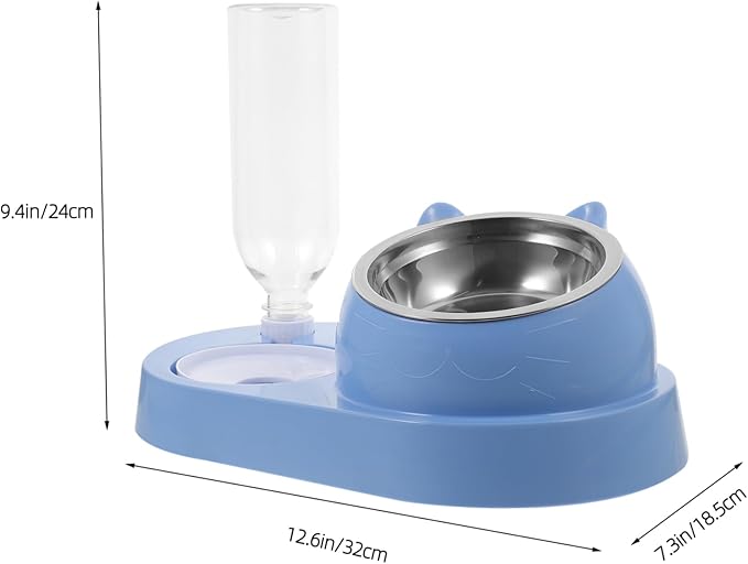 Automatic Dog and Cat Feeder with Water Dispenser Dual Bowl Design for Convenient Feeding Easy to Clean Stylish Look Blue for Dogs and Cats