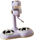 Pet Standing Water Dispenser Pet Automatic Water Drinker Food Container Adjustable Height Cat Dog Bowl for Small Animal Puppy, Violet
