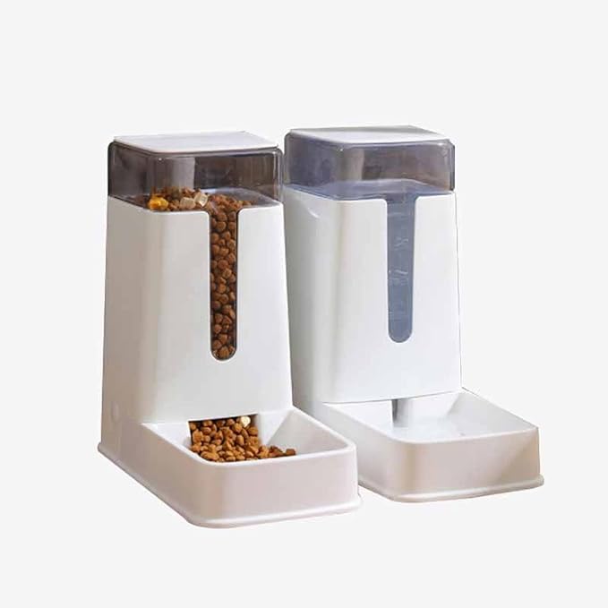 ZeYuan Pet Double Bowl Automatic Feeder Water Dispenser Dog Bowl Cat Bowl Pet Supplies Feeding Water Dispenser 3.5L Large Capacity adopts Natural Gravity Water Supply System