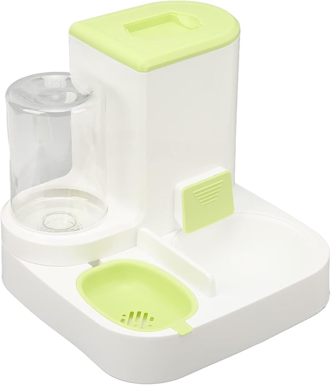 Pet Cat Waterer Food Feeder Automatic, 2.2L Food Storage, 1L Water Dispenser, Feeding for Small to Large Pets (Green)