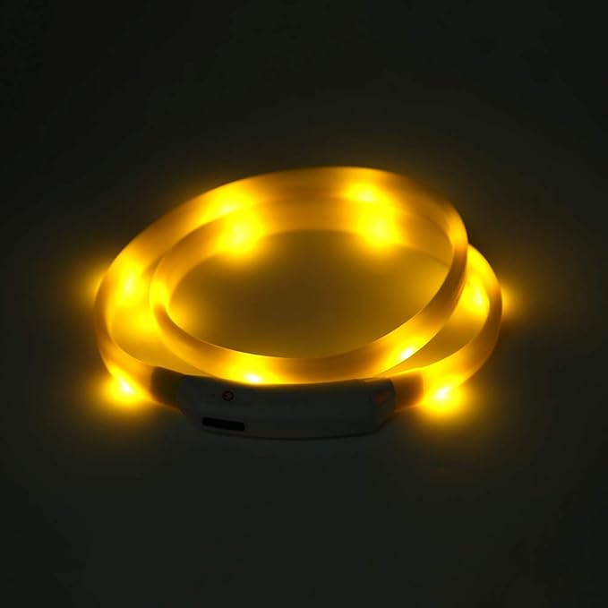LED Dog Necklace,Silicone Flash Dog Collar Light,USB Rechargeable Light Up Dog Collar for Dog Walking at Night
