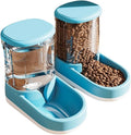 Gravity Pet Feeder & Water Dispenser Set (2Pcs), 1 Gallon Large Capacity Auto-Fill Top Fill Dog Cat Bowl, Fully Transparent Food Container with 6° Tilted Base for Healthy Feeding (Blue)