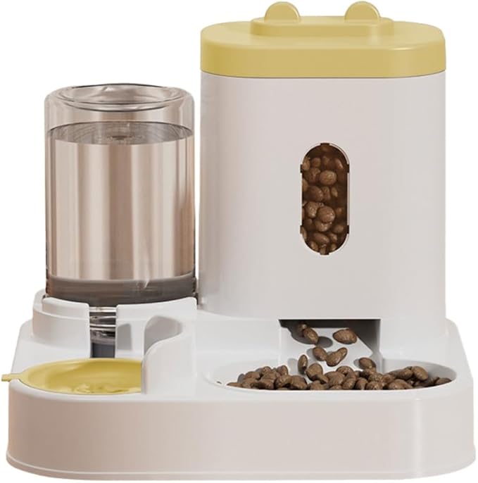REDYY Feeder Bowl,Pet Automatic Waterer Cats Feeder Food Container Bowl Automatic Water Fountain 2 in 1 Pet Large Dog Water Feeder