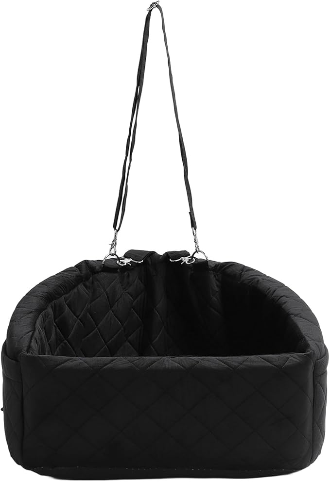 Car Dog Seat for Small Dogs, Extra Stable with Safety Seat Belt, for Back and Front Seat, Black