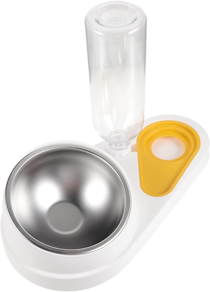 DOITOOL Automatic Pet Food Feeder and Water Dispenser, Anti-Skid Detachable Dog Bowl, Small Animal Feeding Tool for Cats and Dogs, White, Suitable for Household Use