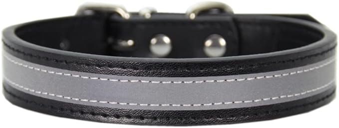 Anti lost Leather Luminous Collar Pet Collar Reflective Belt Pet Accessories 2pcs black L 2.5cm*50cm Neck 35cm 45cm