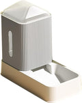 Food Dispenser and Waterer Set, Food Grade PP Automatic Pet Feeder, Wet and Dry Separation for Home (Grey)