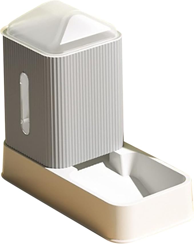 Food Dispenser and Waterer Set, Food Grade PP Automatic Pet Feeder, Wet and Dry Separation for Home (Grey)