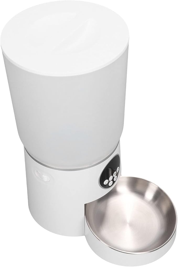 Automatic Cat Dog Feeder, 5L Capacity Automatic Pet Feeders Stylish Design with Timed Rationing & Recording, Support Dual Power for Cats Dogs (Button)
