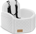 Dog Car Seat for Small/Medium Dogs, Elevated Dog Booster Seat Memory Foam Puppy Car Seat with Washable Cover, Travel Safety Pet Seat for Car with Storage Pockets Up to 35 lbs (White)