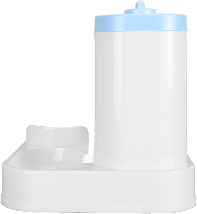 Automatic Pet Food & Water Container 2 in 1 | 2L Food + 1L Water Large Capacity | Detachable Cat Feeder/Dog Waterer | Safe PP Material, Visual Window Design (Blue)