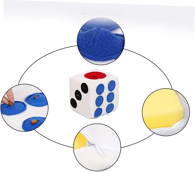 GALPADA Funny Dog Plush Dice for Training and Sniffing White Plush with Invisible Zipper Durable Elastic Material Easy to pet for Puppies and Dogs