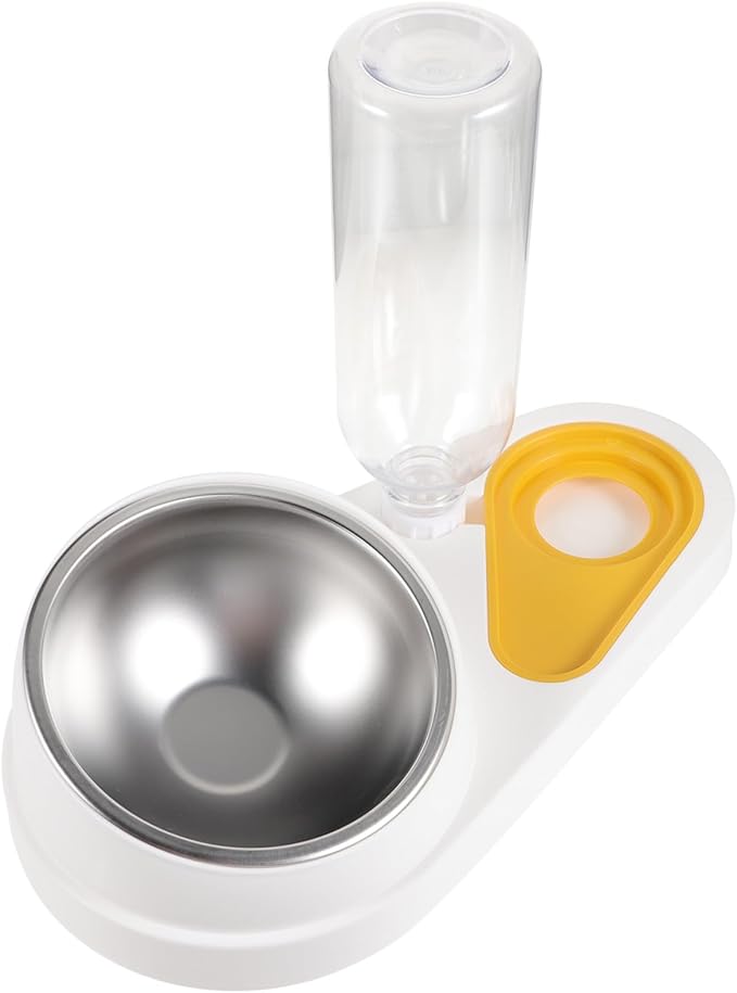 Yardwe Automatic Pet Food and Water Feeder 2-in-1 Detachable Dog Bowl White Self-Dispensing Feeder for Cats and Dogs Household Use