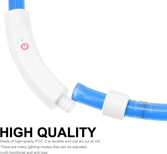 HOMSFOU USB Rechargeable LED Dog Collar 70cm Blue Luminous Pet Collar for Dog Walking