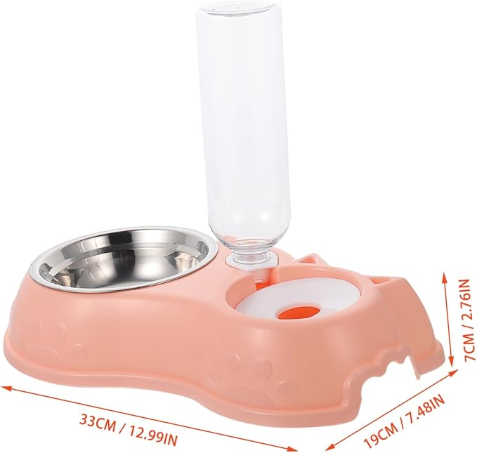 BESPORTBLE 1set Automatic Pet Feeder and Water Dispenser Dual Bowl and Cats Removable Transparent Bottle Use