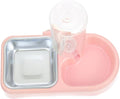 Automatic Refill Hanging Pet Bowl Set with Detachable Water Dispenser and Anti-Skid Dog Feeder Bowls for Cage Hanging Cats and Dogs, Pink, Suitable for Indoor Use