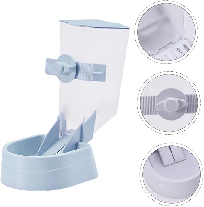 Healifty 2l Automatic Pet Feeder Hanging Dog Bowl for Cage Use, Space-Saving Blue Pet Food Dispenser Suitable for Puppies and Dogs