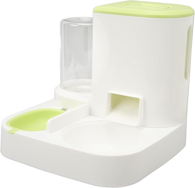 Pet Cat Waterer Food Feeder Automatic, 2.2L Food Storage, 1L Water Dispenser, Feeding for Small to Large Pets (Green)