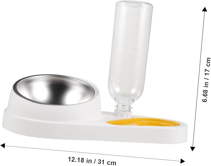 Automatic Pet Feeder and Water Dispenser Bowl for Small Dogs and Cats, Anti-Spill Food and Puppy Water Bowl, White Plastic Pet Feeding Station for Home Use