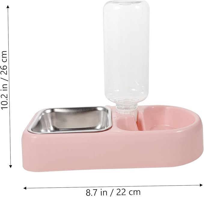 BESPORTBLE Pet Water Feeder Double Bowl System Material Pet Supplies for Cat and Dog Pink