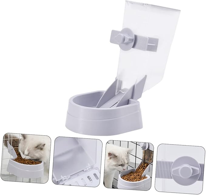 1pc Hanging Pet Bowl Automatic Cat Feeder Dog Food Container Gray -tip Design for Smooth Dispensing for Crates and Cages for Pets