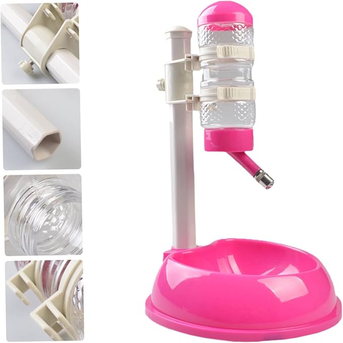 Happyyami Automatic PET Water Dispenser and Feeding Bowl Adjustable Height Plastic Suitable for Dogs and Cats 2-in-1 Water Drinking and Feeding Solution