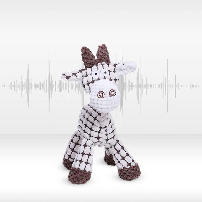 Plush Squeak Pet Dog Toy, Dog Plush Sound Toy Squeaky Toys, Interactive Stuffed Dogs Chew Toy Squeak Toy for Small Medium Large Dogs (Cow)