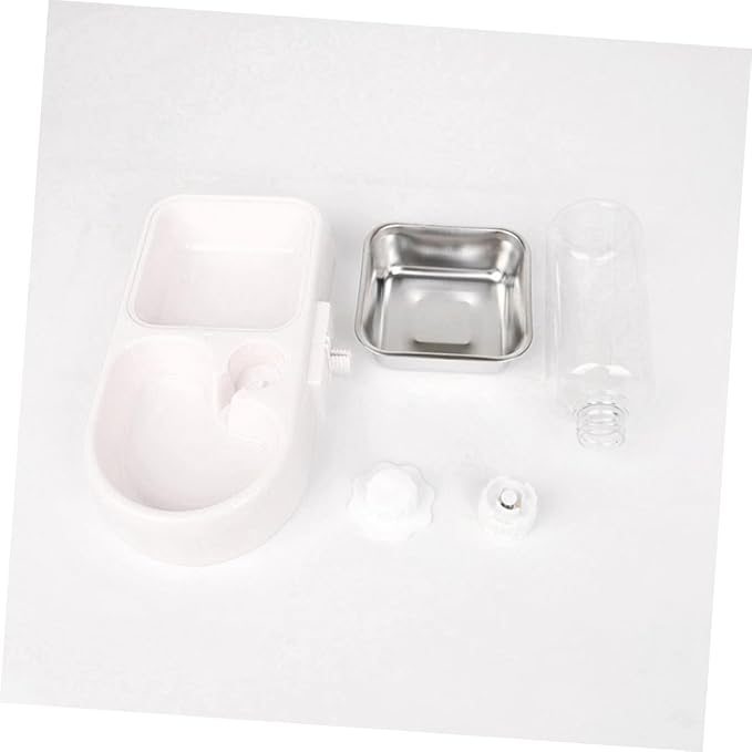 SUPVOX Double Pet Water Feeder Automatic Drinking Tool for Dogs Cats Unique Design Convenient Practical Pet Supplies White Color Smooth