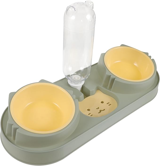SUPVOX Automatic Pet Feeder and Water Dispenser with Dual Bowls Bite-Resistant Lightweight Non-Slip Design for Cats and Dogs Random Styles