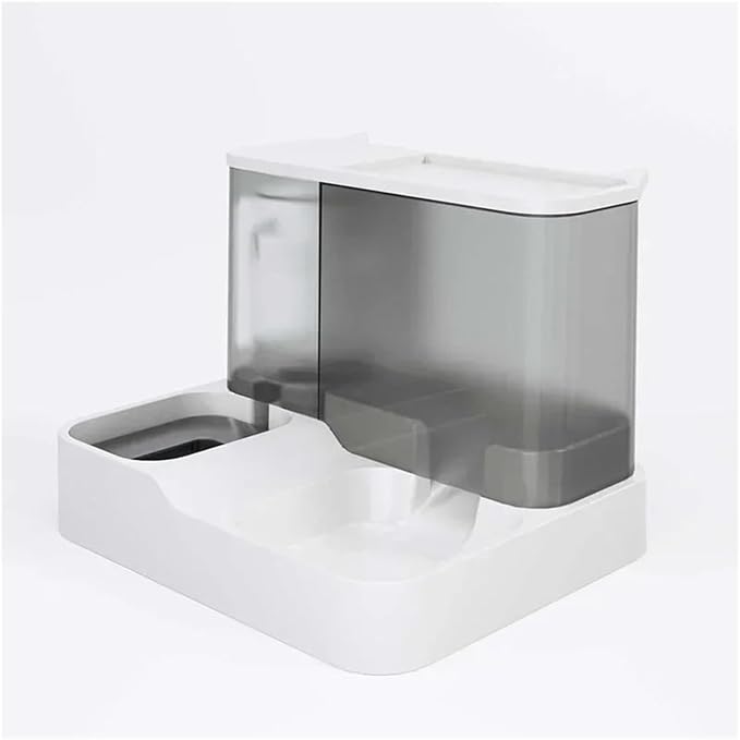 2.2L Large Automatic Smart Pet Dog Feeder Drinking Fountain Plastic Food Bowl Pets in 1 Water Dispenser(Gray)
