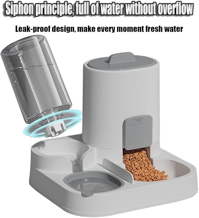 Automatic Pet Feeder for Cats and Small Dogs - 2-in-1 Food and Water Dispenser with Stainless Steel Bowl for Dry Food - Perfect for Small/Medium Dogs, Puppies and Kittens,Green