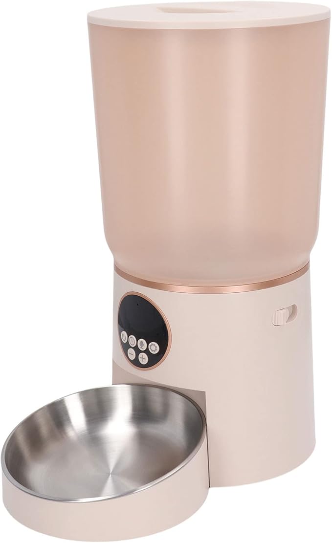 Automatic Cat Dog Feeder, 5L Capacity Automatic Pet Feeders Stylish Design with Timed Rationing & Recording, Support Dual Power for Cats Dogs (Button)